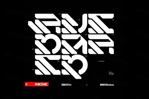 潮流未来派赛博朋克科幻机能服装设计海报排版英文装饰字体 AN