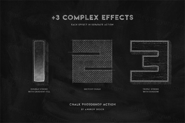 粉笔字特效字体PS动作下载