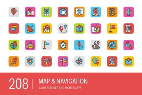 地图和导航图标素材 208 Map and Navigation Icons