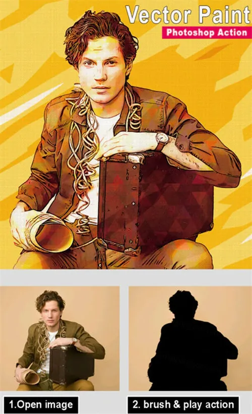 矢量油漆卡通绘画效果Photoshop动作