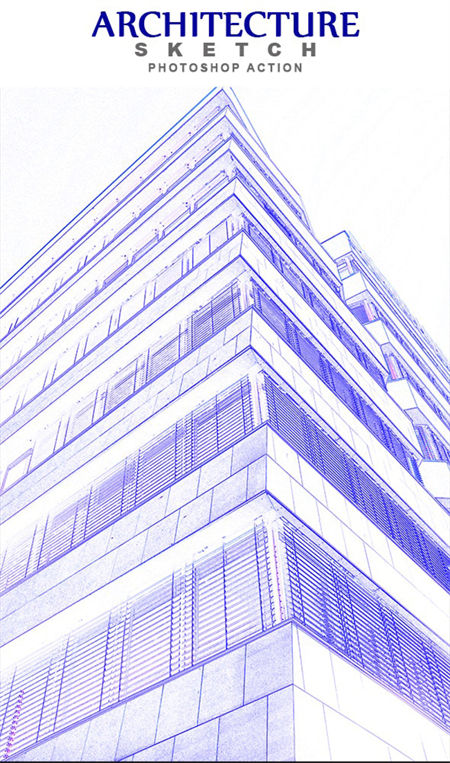 城市建筑素描效果Photoshop动作下载