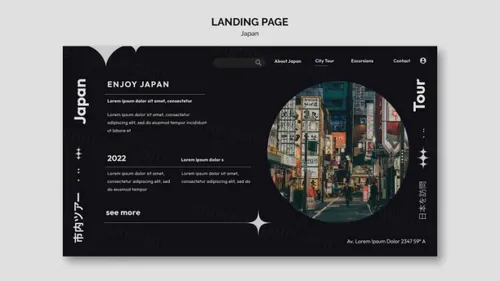 异形版式设计日本城市旅游宣传网页落地页横幅海报PSD模板 Japanese city tour