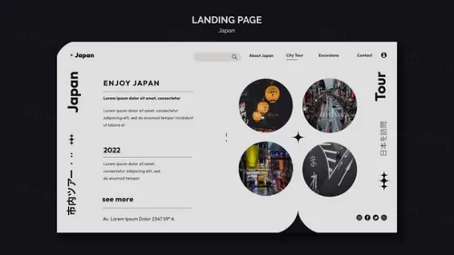 异形版式设计日本城市旅游宣传网页落地页横幅海报PSD模板 Japanese city tour