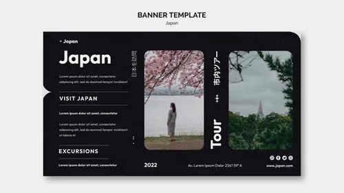 异形版式设计日本城市旅游宣传海报PSD模板 Japanese