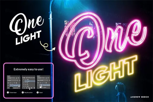 霓虹灯手绘字体 – Photoshop 动作文件下载