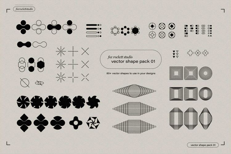 80+未来派科技抽象矢量形状素材 Fox Rockett S