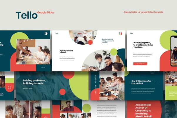 时尚高端简约清新多用途的高品质Google Slides谷歌幻灯片演示模板