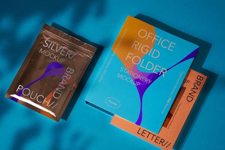 文件夹锡纸密封袋品牌设计提案样机模板 Folder Stationery Psd Mockup Set