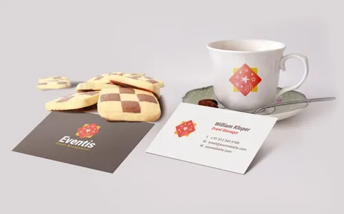 咖啡品牌名片模型PSD贴图模板Business Card And Coffee Cup Scene Mockup PSD