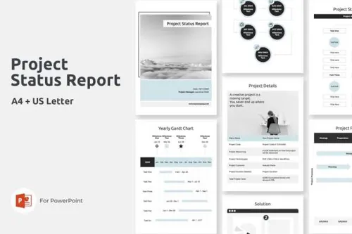 A4尺寸的项目报告PPT模板下载