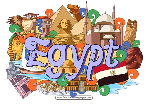 手绘涂鸦世界国家城市埃及特色建筑矢量元素egypt