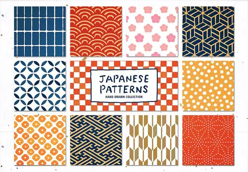 日系和风古典背景底纹标签素材014