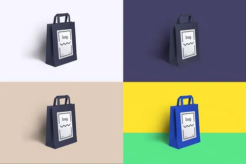 纸袋模型PSD贴图模板Customizable Paper Bag Mockup