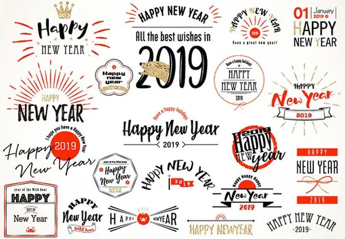 2019年新年快乐HAPPY NEWYEAR字体设计模板