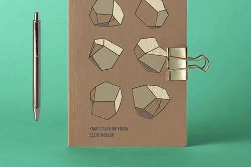 笔记本封面设计贴图样机PSD模板 Cover Kraft Psd Notebook Mockup