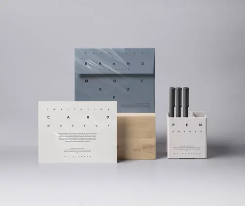 简约品牌办公预览样机 Psd Invitation Card Mockup Vol7