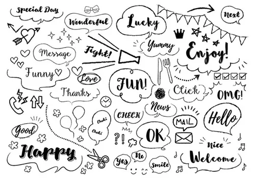 单色卡通日系小清新聊天信息贴纸矢量素材