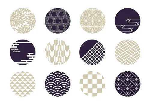 日系和风古典背景底纹标签素材01