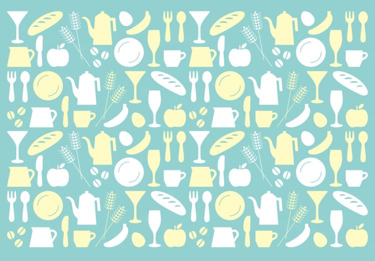 西餐咖啡红酒苹果矢量无缝拼接背景