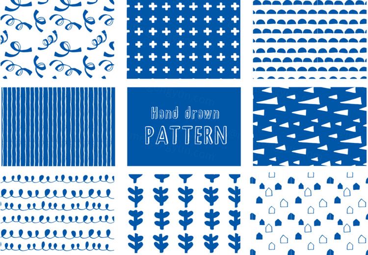 海军风格日式森系无缝拼接矢量图案