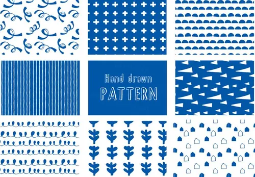 海军风格日式森系无缝拼接矢量图案