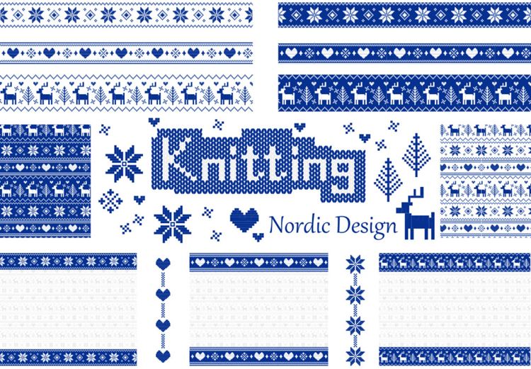 日式青花瓷蓝色放个十字绣森系圣诞元素