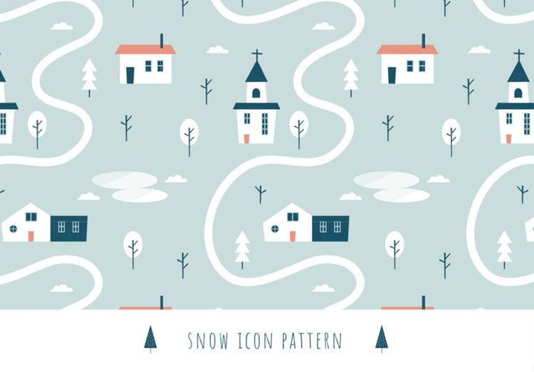 日式北欧风格卡通小清新矢量图案背景