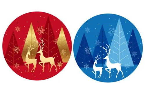 圣诞风格红色蓝色圆形唯美圣诞插画