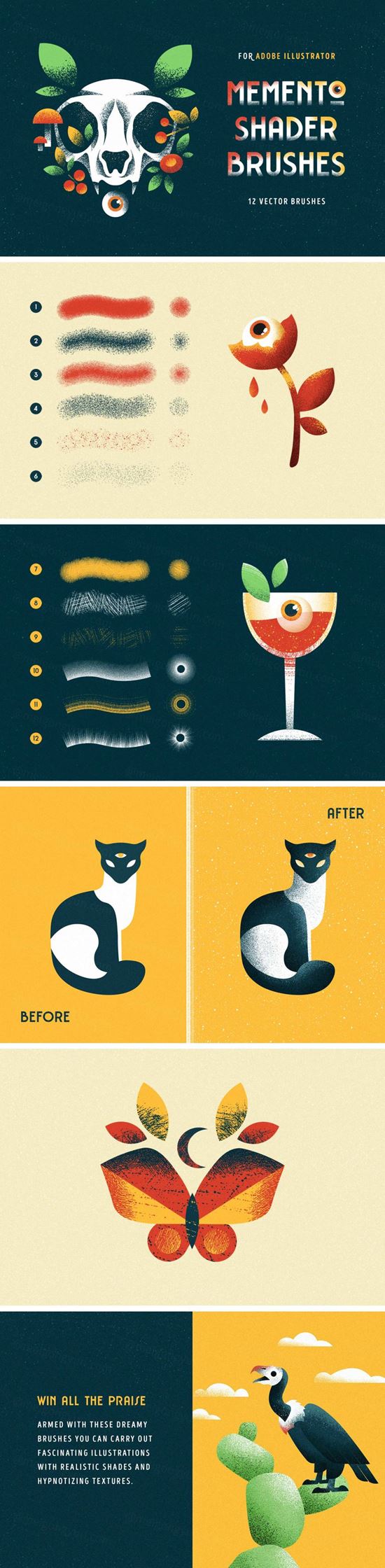 纪念品插图画家画笔 Memento Illustrator Brushes