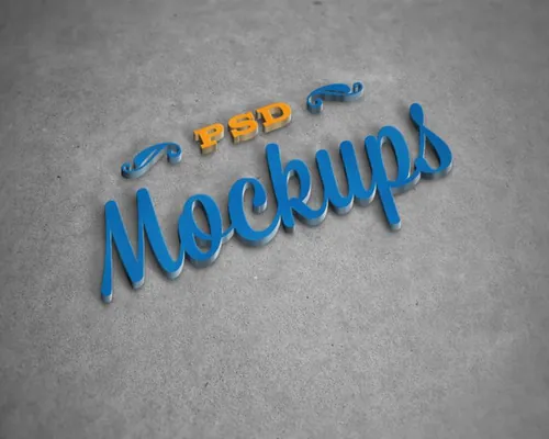 逼真3D立体徽标贴图PSD模板3D Logo Mockup