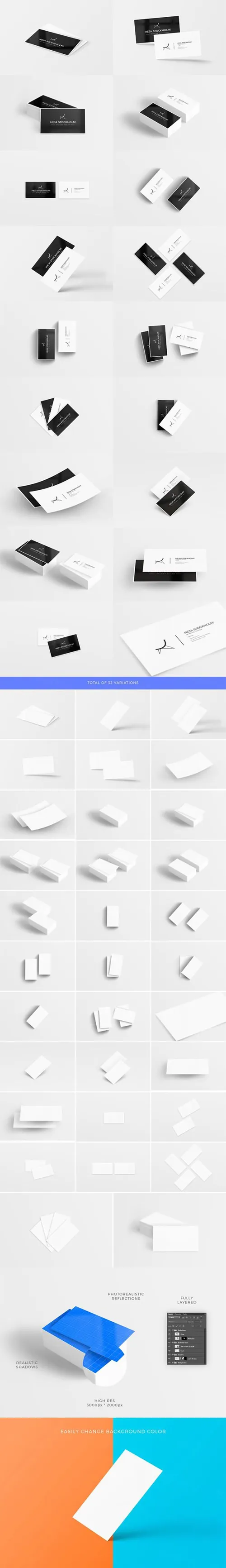 名片贴图样机PSD模板32 Clean Business Card Mockups Vol036