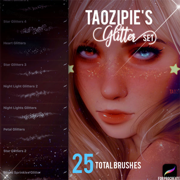 卡通动漫插画二次元美女blingbing闪光笔刷 Taozipie -