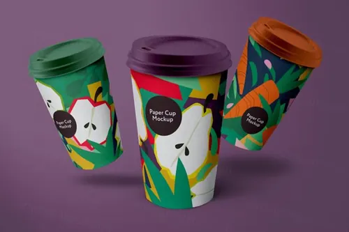 高质量纸杯饮料包装设计贴图展示样机模板 Coffee Cup