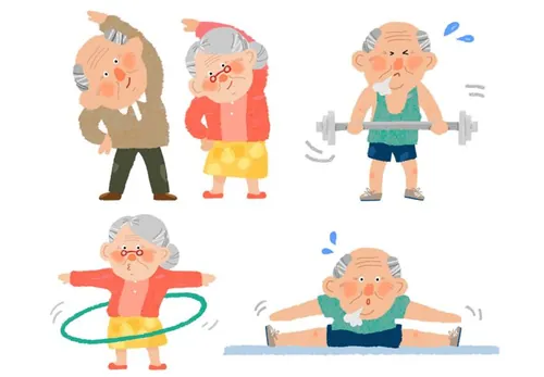 运动的老人老年生活PSD分层高清插画素材 ti246a5808