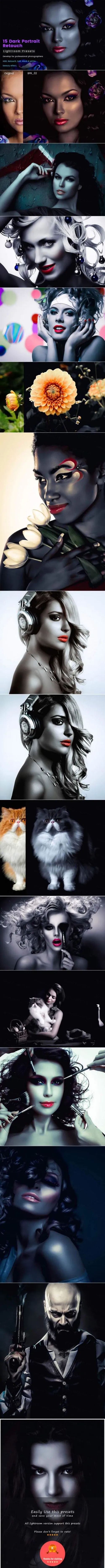 绝对个性的15种效果的黑暗肖像预设retouch_presets