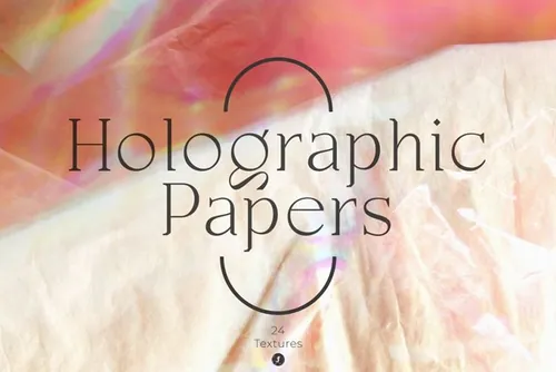 未来派全息彩虹渐变梦幻褶皱纹纸张理背景素材 Holograp