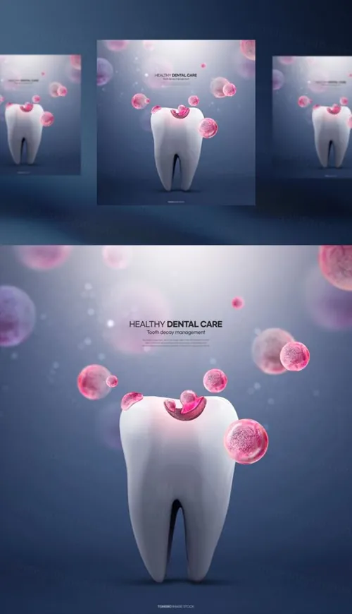 牙齿清洁修护保护牙医院卫生治疗宣传PSD海报模板 Health Dental Care