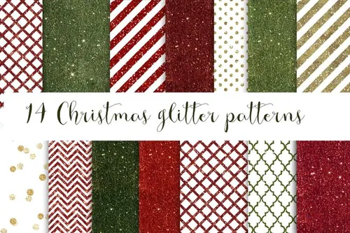 圣诞节风格的无缝背景纹理素材 14 Christmas glitter patterns