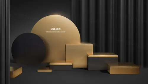 金色三维渲染奖杯年终获奖评选总结PSD海报模板