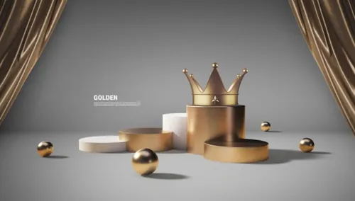 金色三维渲染奖杯年终获奖评选总结PSD海报模板