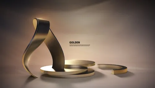 金色三维渲染奖杯年终获奖评选总结PSD海报模板