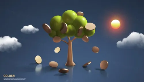 金色三维渲染摇钱树年终获奖评选总结PSD海报模板