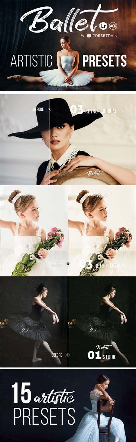室内优雅芭蕾舞蹈摄影滤镜Ballet Artistic Presets