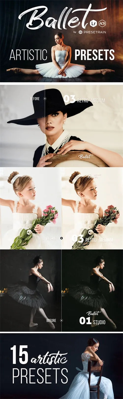 室内优雅芭蕾舞蹈摄影滤镜Ballet Artistic Presets