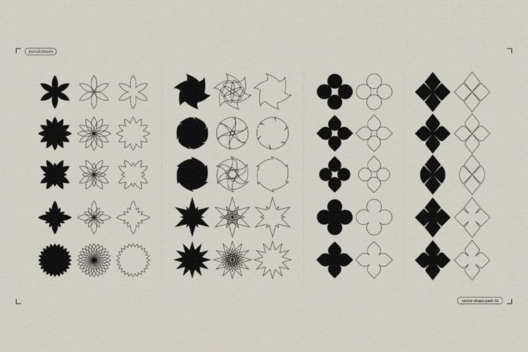 50+抽象简约几何矢量形状素材 Fox Rockett St