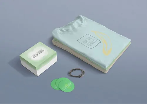 折叠T恤模型PSD贴图模板Tshirt Brand Mockup Vol017