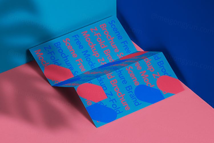 三折页传单海报设计贴图展示样机模板 Z Fold Psd B