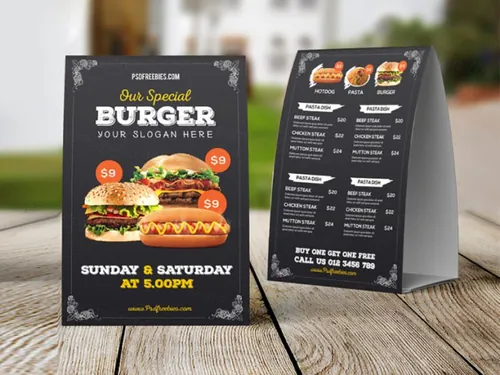 Fast Food Menu Table Tent Template PSD