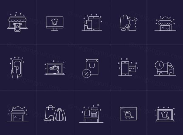 购物和电子商务主题矢量图标素材 Shopping and E-comm