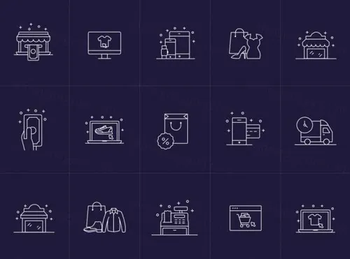 购物和电子商务主题矢量图标素材 Shopping and E-comm
